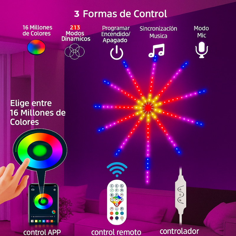 Luces LED Fuegos Artificiales Inteligentes